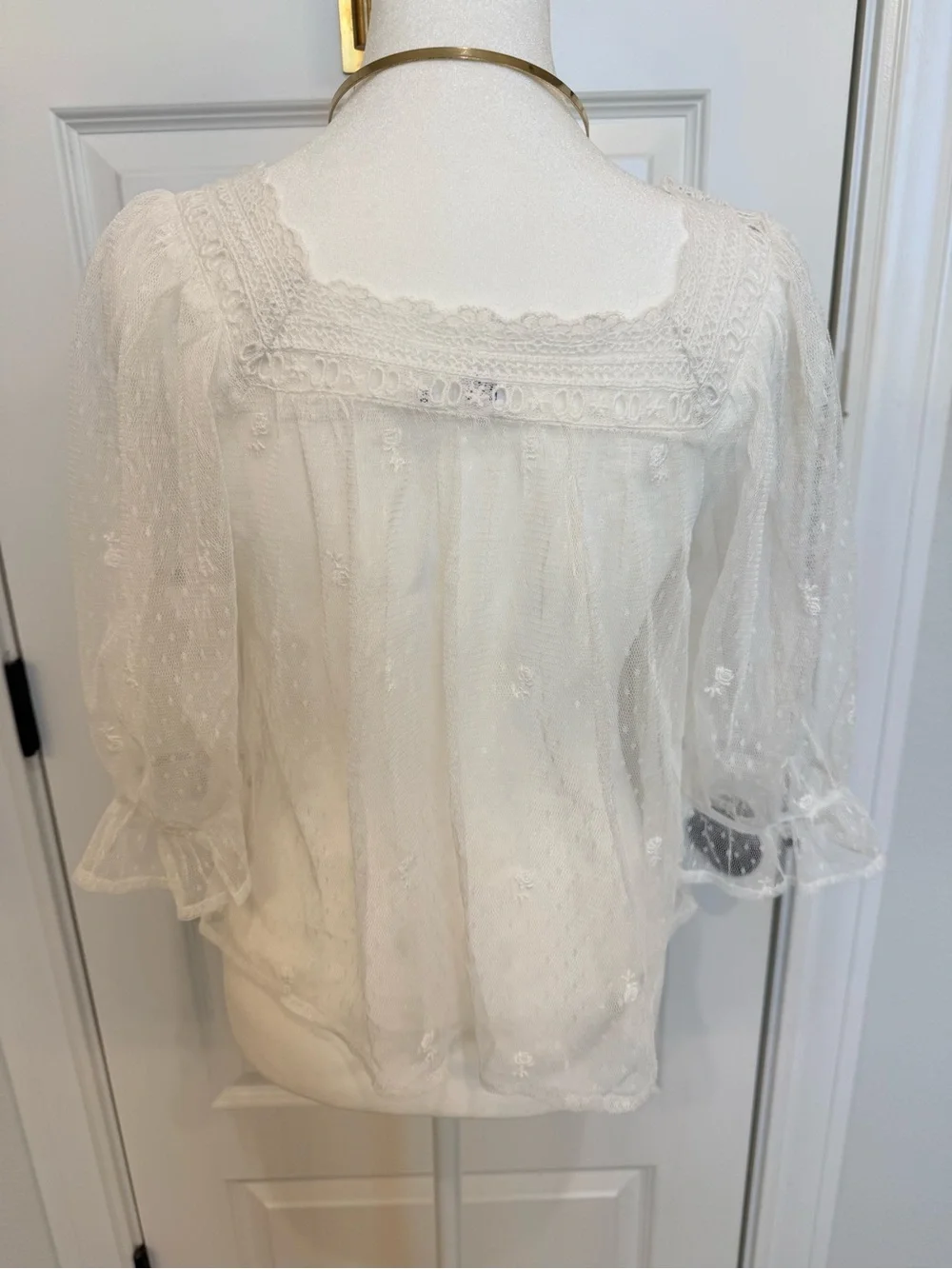 GAP Ivory Lace Square-Neck Blouse